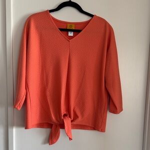 Ruby Rd. Coral V-Neck Tie-Front Blouse